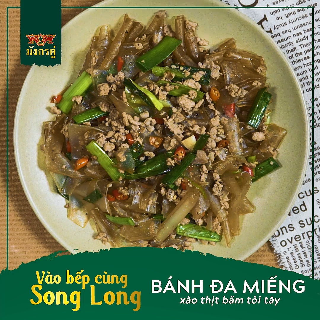 CÁCH LÀM BÁNH ĐA ĐẬU XANH CẮT MIẾNG KIỂU THƯỢNG HẢI XÀO THỊT BĂM TỎI TÂY
