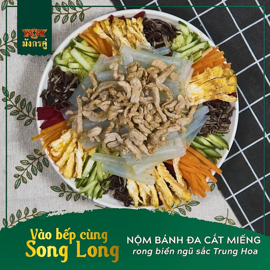 CÁCH LÀM NỘM BÁNH ĐA CẮT MIẾNG RONG BIỂN NGŨ SẮC TRUNG HOA