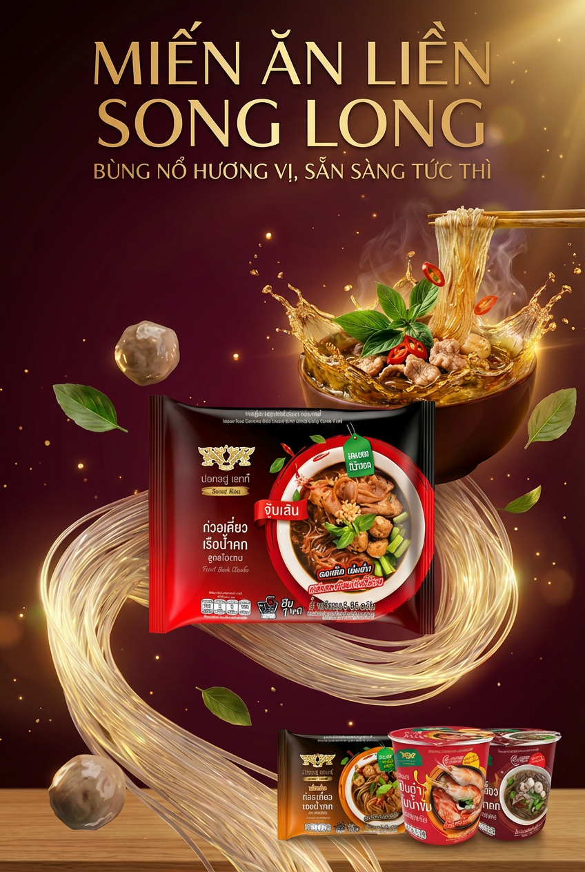 Miến Song Long Nấu 1 phút - Vị Mì Thuyền Thái (Gói)