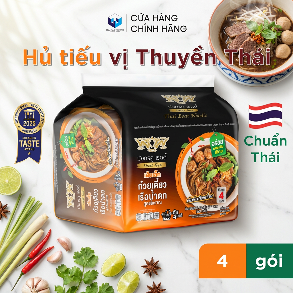Hủ tiếu Song Long Nấu 4 phút - Vị Mì Thuyền Thái (Gói)